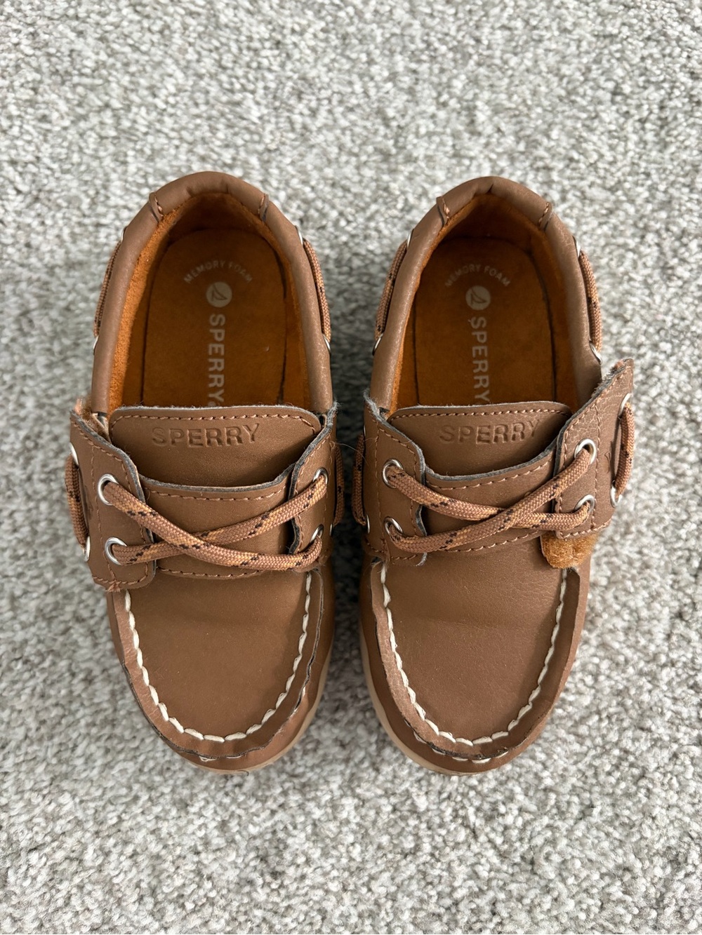 Sperry Kids Tan Leather Moccasin Boat Shoes - Size 9T